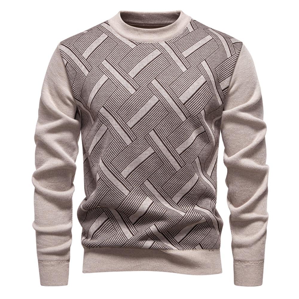 

Толстый Повседневный Теплый Вязаный Свитер с Круглым Вырезом для Мужчин на Осень и Зиму M хаки