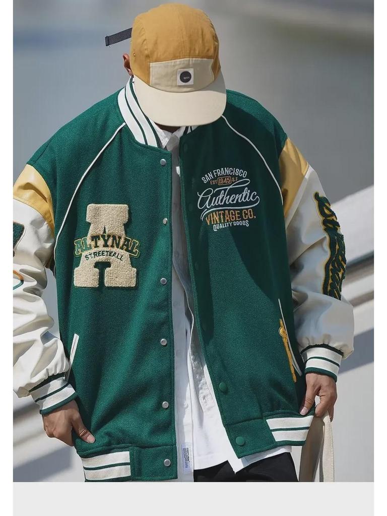 2024 Men's Trendy Korean Style Color-Contrast Baseball Jacket, Perfect for Spring and Autumn