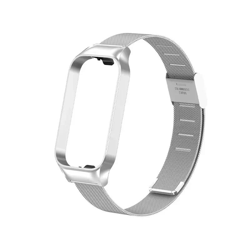 Stainless Steel Strap For Xiaomi Smart Band 8 Active Smart Watch Band Accessories Metal Bracelet Mi Band 8 Active Protector Case