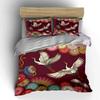 Floral Crane Pattern Decor Set Multiple Sizes Kid'S And Adults' Bedroom Exquisite 3Pc Bedding Set, Gift