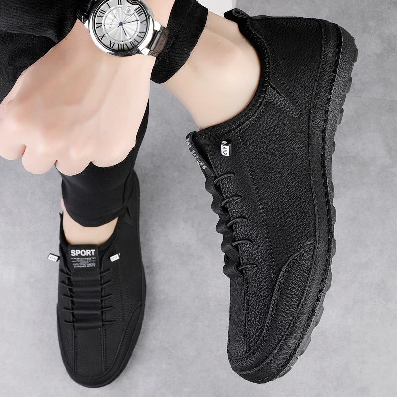 Fashion Fashionable New Men Hand Sewn Casual Sports Leather Shoes Outdoor Brand Men Comfortable Non Slip Soft Soled Casual Hiking Shoes