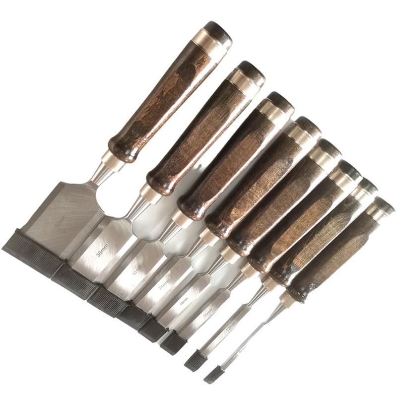 8 PCS Carving Tool Set Woodworking Chisel Kit Flat Multi-function Chisel Beech Handle Turning Tool Professional Engraving Tools