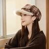 Autumn and Winter Hat Femininity Retro Plaid Striped Octagonal Hat Classic Plush Warm Thickened Painter Hat