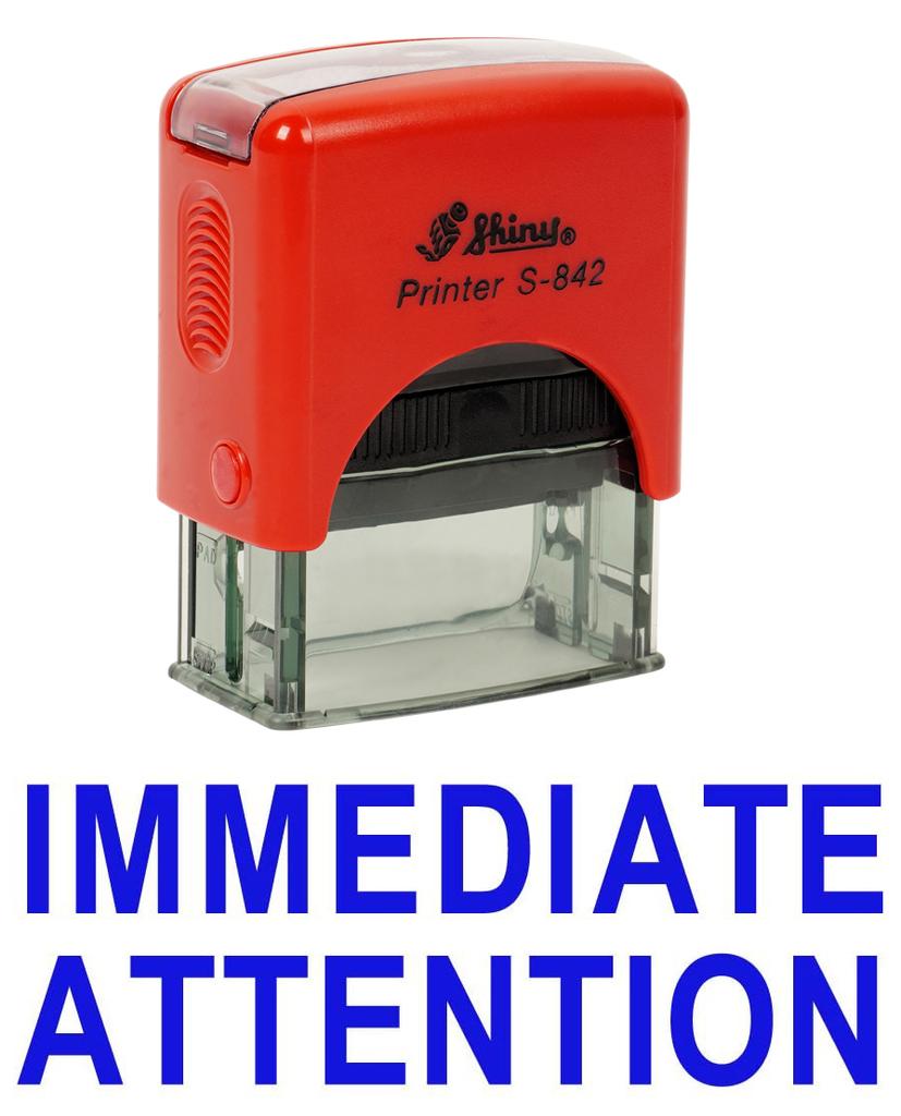 IMMEDIATE ATTENTION Self Inking Rubber Stamp Office Stationary Shiny Stamp