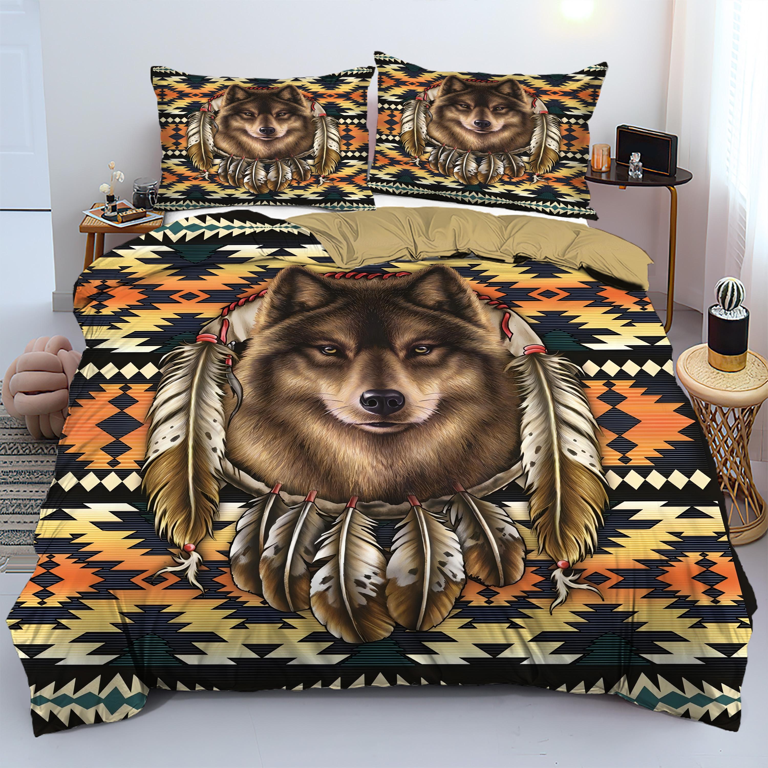 

Wolf Head Pattern 3D Print Duvet Cover Set Exotic Wildlife Style Bedding Set Soft Comfortable Luxury Quilt Cover Set Pillowcases 135x200cm 2pcs