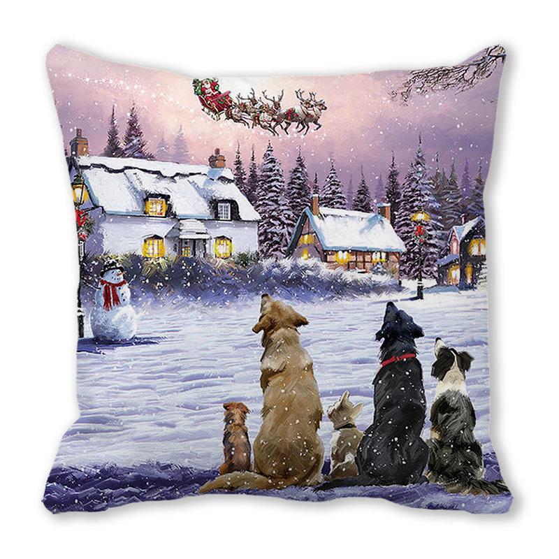 New Year Merry Christmas Santa Claus Print Pattern Cushion Cover for Home Decoration Square Pillow Cover 45x45cm