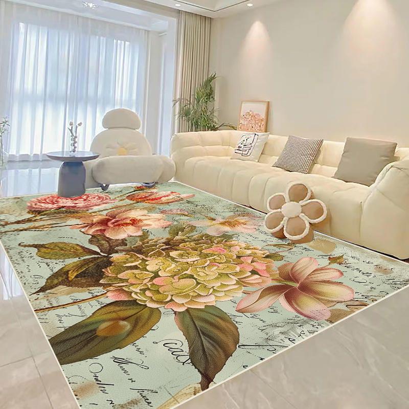 Living Room Decoration Flower Carpets Modern Home Light Luxury Rug Parlour Sofa Side Soft Floor Mat Bedroom Bedside Large Carpet
