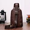 New Crocodile Patterned Men's Chest Bag Korean Version Casual Single Shoulder Diagonal Cross Genuine Leather