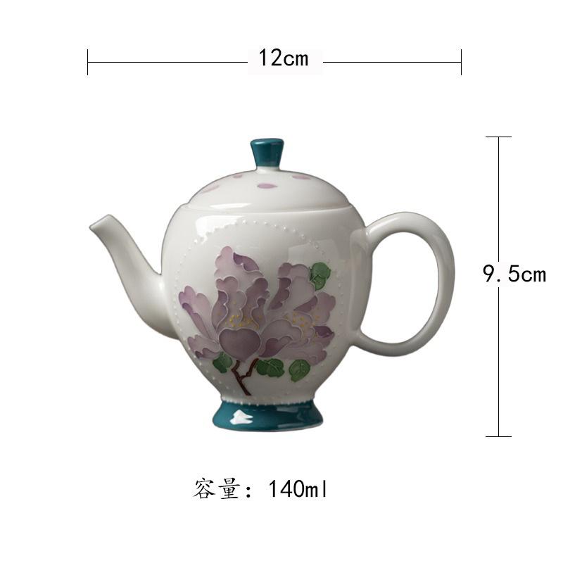 

140ml Hand-painted Iris Bead Curtain Teapot Elegant Tea Infuser Pot Tea Maker Kettle With Ball Hole White Tea Cafes Decoration