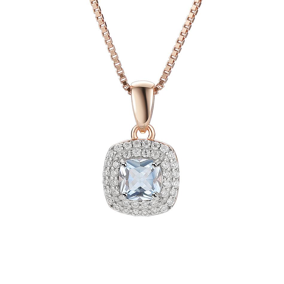 

Маленькое свежее ожерелье из стерлингового серебра 925 пробы с нано-небесно-голубым розовым золотом и гальваническим разделением цветов 925 silver