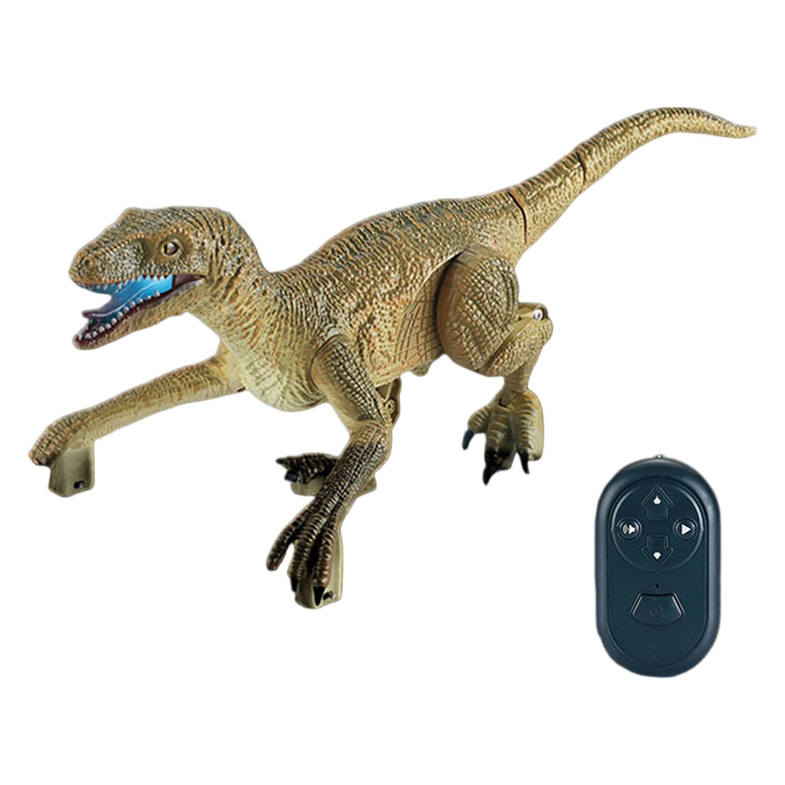 

Детская игрушка динозавр на радиоуправлении, ходячий велоцираптор со светом и рычащим звуком One Size жёлтый