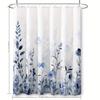 Elegantes Blau-Weißes Aquarell-Blumenmuster Wasserdichter Duschvorhang – Perfekt, um Ihrem ein ruhiges Ambiente zu verleihen