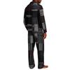 Men's Loose Fit Casual Pajama Set, Button Down Plaid Print Top and Straight Leg Pants, Two Piece Sleepwear