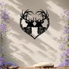 Metal Deer Head Wall Art, Heart Shape Home Decor, Romantic Valentine's Day Gift for Couples, Rustproof Indoor Bedroom Hanging Ornament