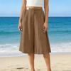 Summer Loose Wide Leg Casual Cropped Pants, Fashion Breathable 3/4 Length Beach Trousers for Women, European American Style