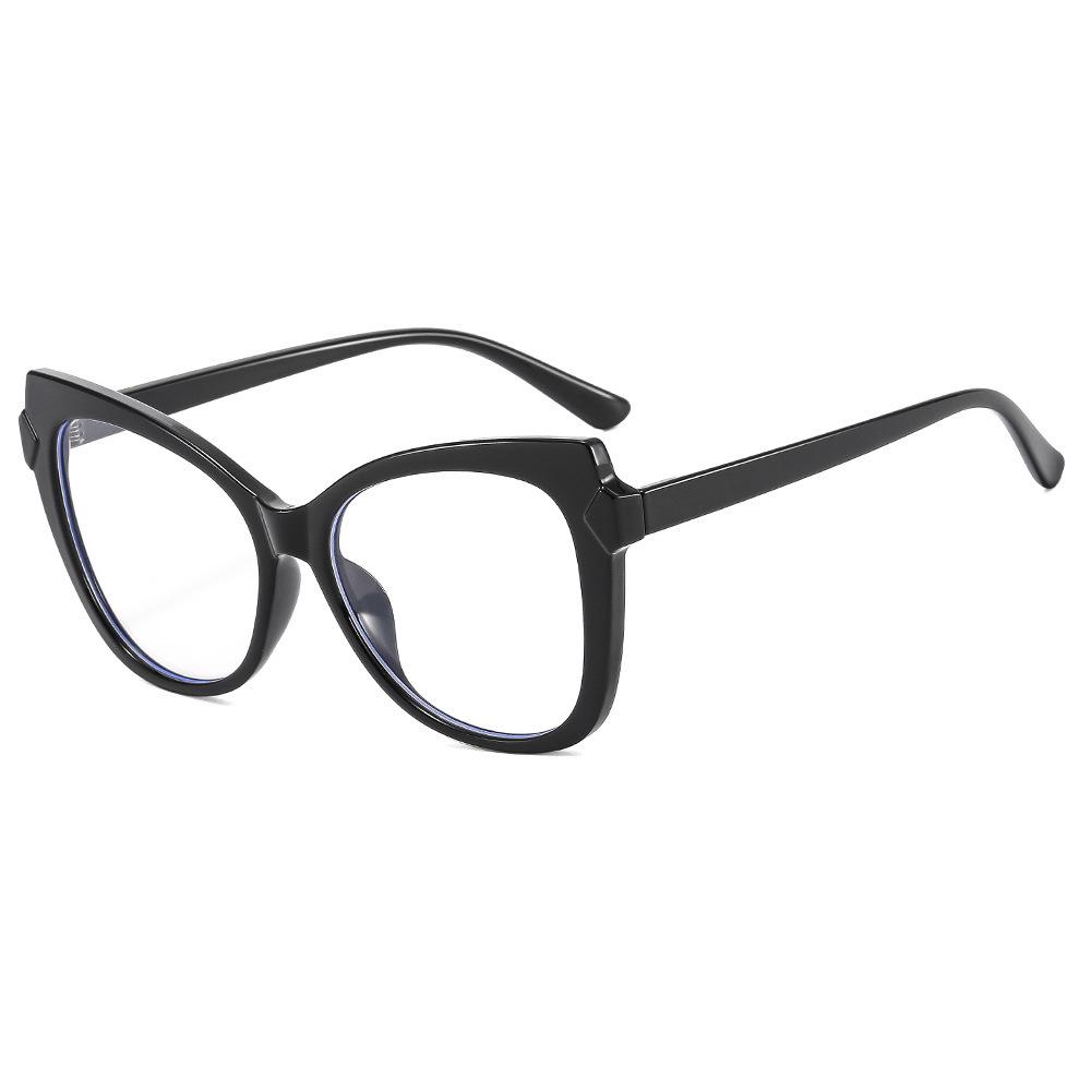 New Euro-American Cat Eye Color Block Anti-Blue Light Glasses Frame - Trendy Plain Face Design