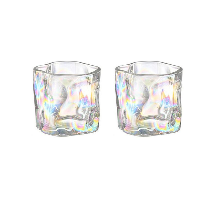 280ml 9.7oz Creative Irregular Glass Cup Art Design Whiskey Cocktail Glasses Juice Cold Drink Cups Lemon Water Milk Coffee Mugs