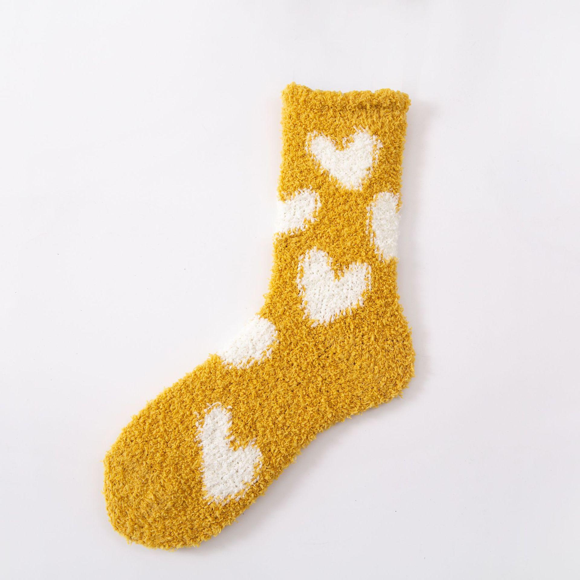 

Women s Coral Fleece Mid-Tube Socks: Thick, Warm, Lint-Free, Japanese Style for Autumn/Winter. One Size жёлтый