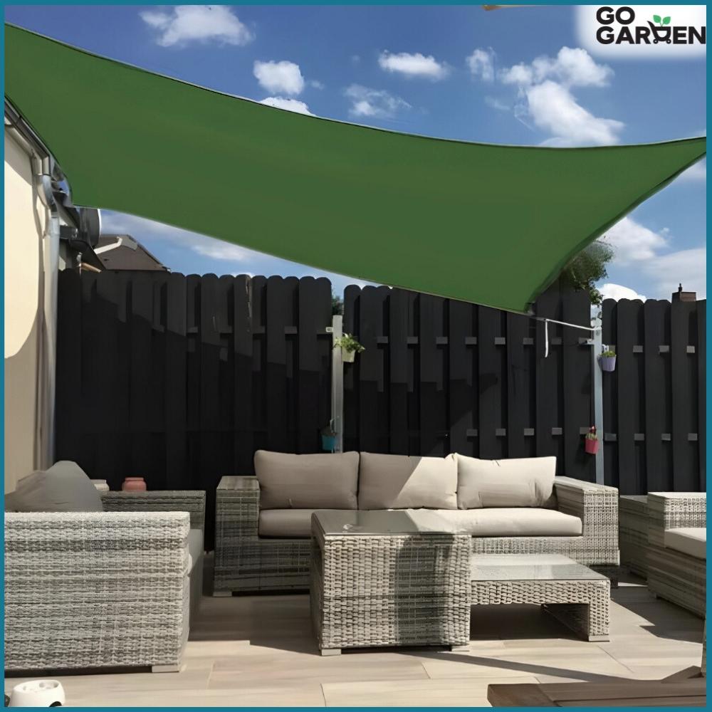 Shade sail sun awning waterproof green garden 6x3 m