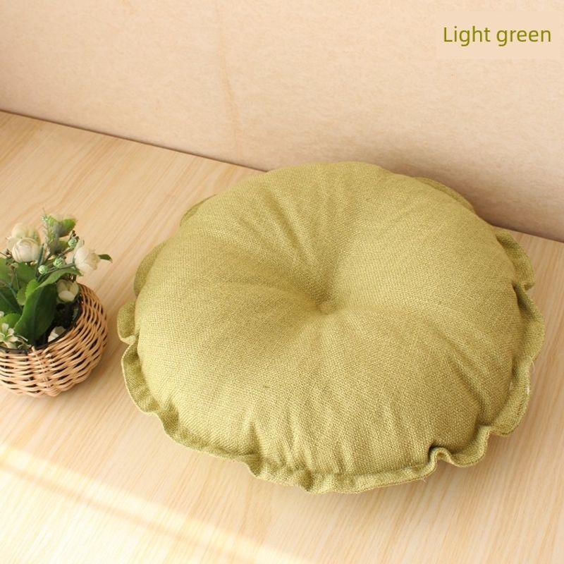 

Японские однотонные льняные подушки для сиденья футона, утолщенные подушки для медитации для йоги на эркере, ткань, балкон, круглые татами-подушки Light green Diameter 42X thickness 10cm