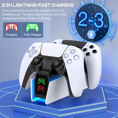 Fast Charging for Sony Gaming Console Accessories For PS5 Controller Charging Dock Bracket RGB Controller Charging Station Dual