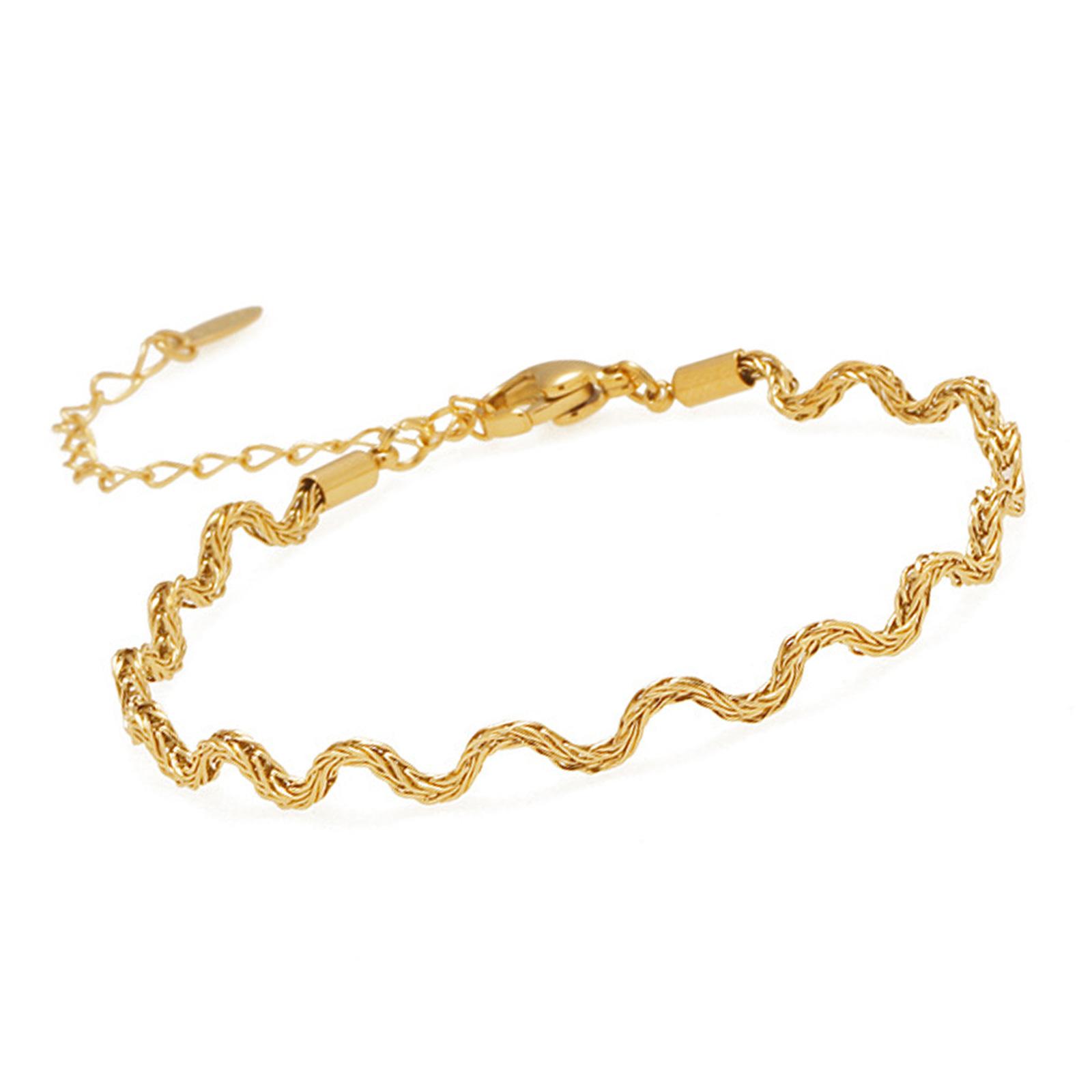 

Modern Minimalist Adjustable Chain Bracelet Portable Sturdy Titaniums Steel Jewelry for Women Waterproof Designs B золотий