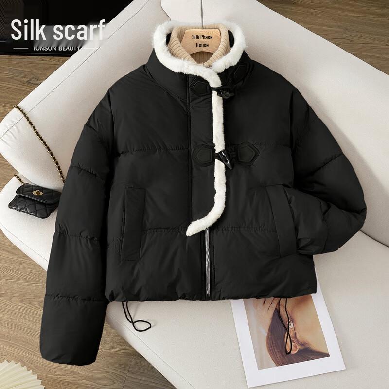 

Silbaishe Women s Color-Block Stand Collar Padded Jacket M