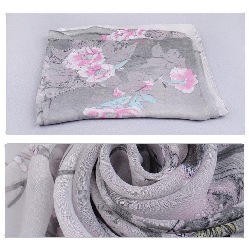 1pc Chiffon Scarf 150*50cm Print Floral Multi-style Women Sunscreen Long Shawl