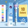 Creative Ten Color Ballpoint Pen Cartoon Kawaii Multi-Color Gel Pen Cute Pressing Neutral Pens Writing Smooth Pens Gifts