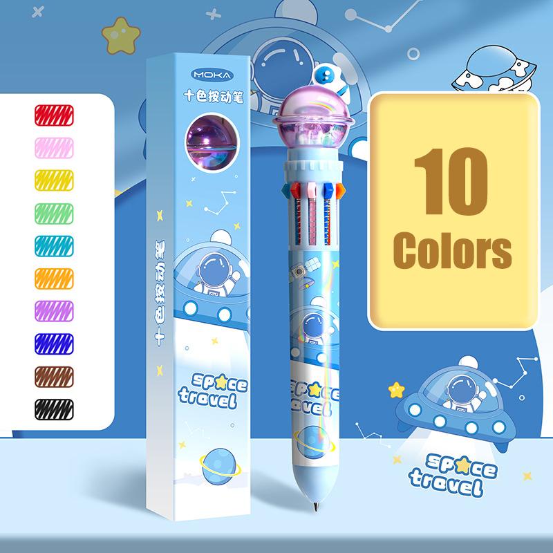 

Creative Ten Color Ballpoint Pen Cartoon Kawaii Multi-Color Gel Pen Cute Pressing Neutral Pens Writing Smooth Pens Gifts