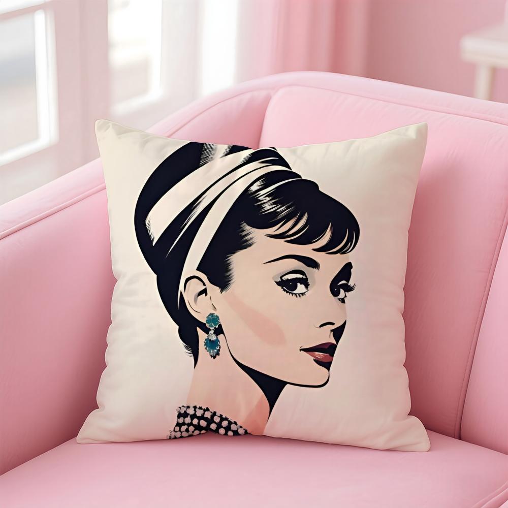 Hot Singer AAudrey Hepburn Cushion Cover Pillowcase Short Plush Invisible Zipper Room Sofa Cushion Cover