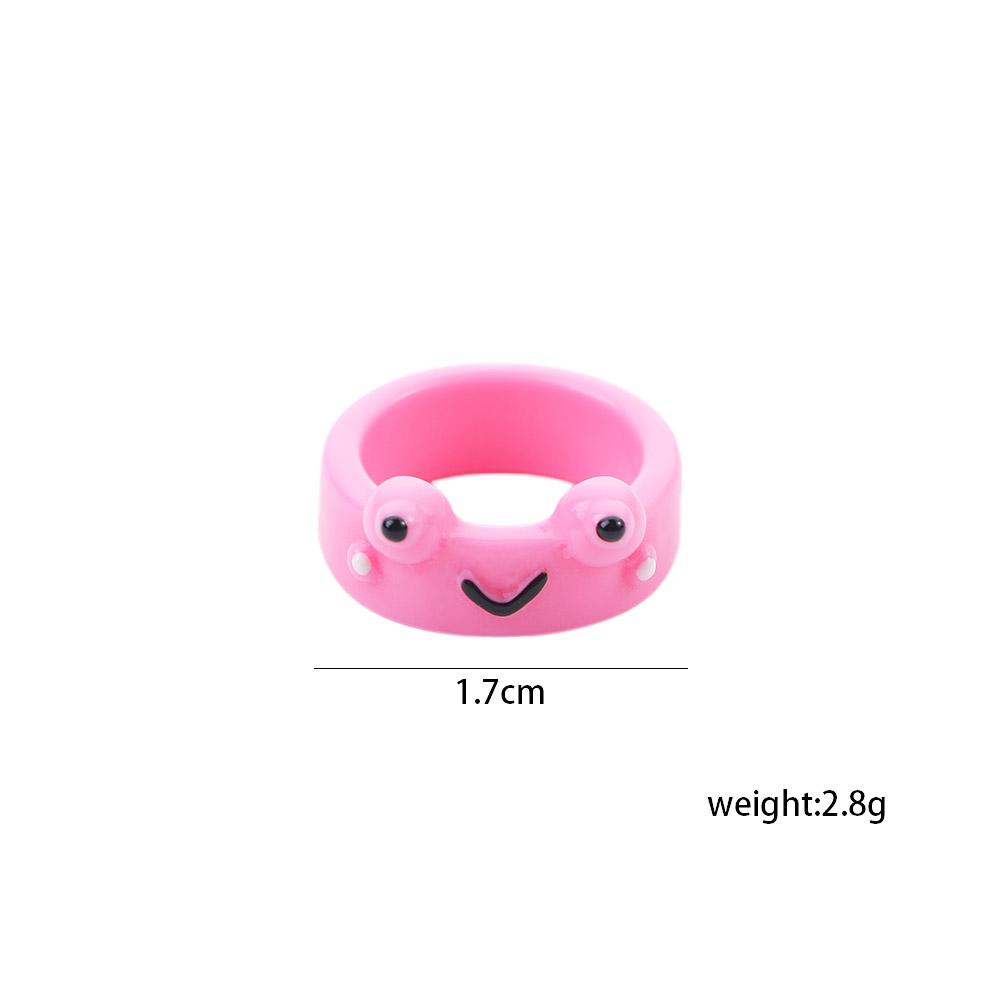 Cute Colorful Contrast Animal Girls Chick Resin Ring Acrylic Frog Finger Rings Fashion Jewelry