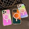 Wireless Charge for iPhone 15 14 13 12 11 Pro Max Plus Case Magnetic for Magsafe Crystal Gradual Color Clear Soft Cover Shell