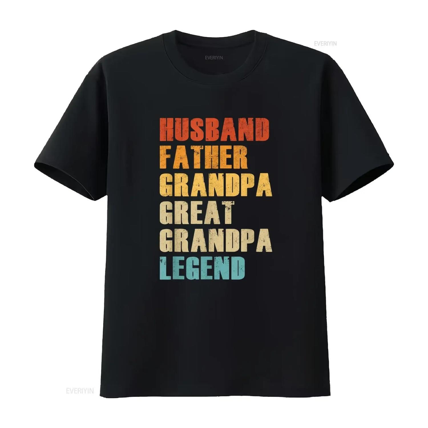 Husband Father Grandpa Great Legend s Day T Shirt vintage Washed Stretched Soft Stylish homme streetwear Comfortable Unisex S
