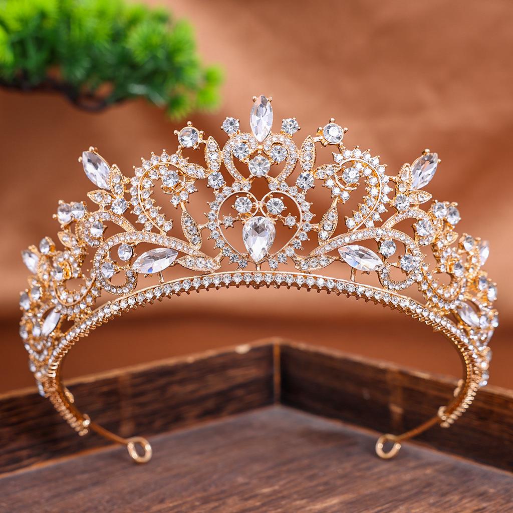 European and American Bride Baroque Crown Headwear Rhinestone Princess Crown Hair Accessories Wedding Dress Headband Accessories