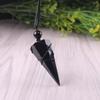 Natural Obsidian Stone Crystal Point Pendant Black Stone Charm Necklace Amulet