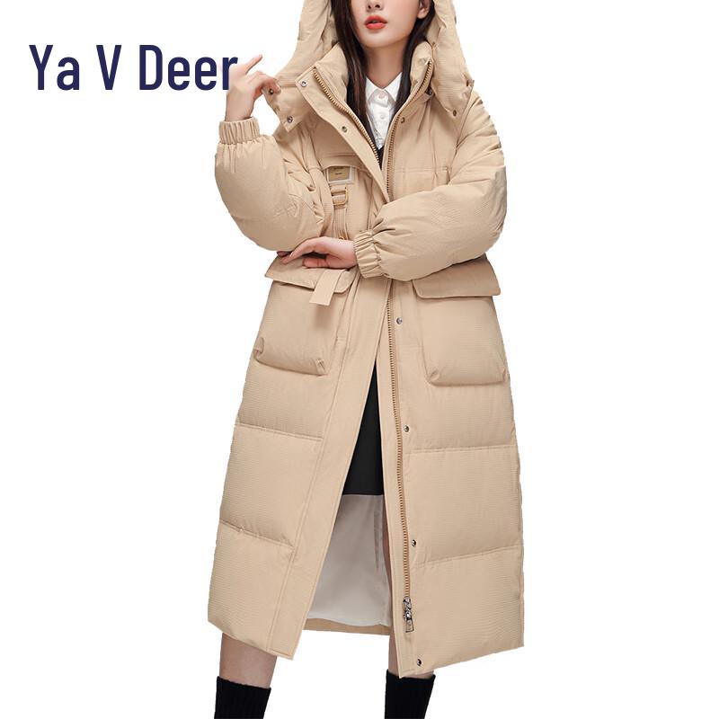 Yalu EE Women's Long Loose Fit Detachable Hood Down Jacket