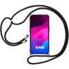 Protective Case - E.F.CONNECTION- for iPhone 15 Plus - Transparent - Reinforced - Black Lanyard