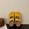 2025 summer new bag head drag women's shoes platform casual non-slip one-word buckle round head slippers female student slippers