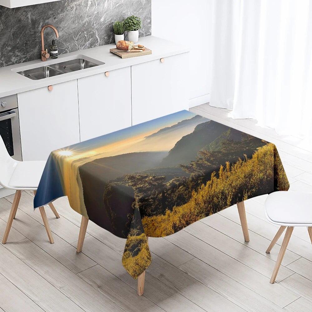 Sunset  Scenery Printed Table Cloth Camping Picnic   Stain Resistant Waterproof Kitchen  Home Decoration