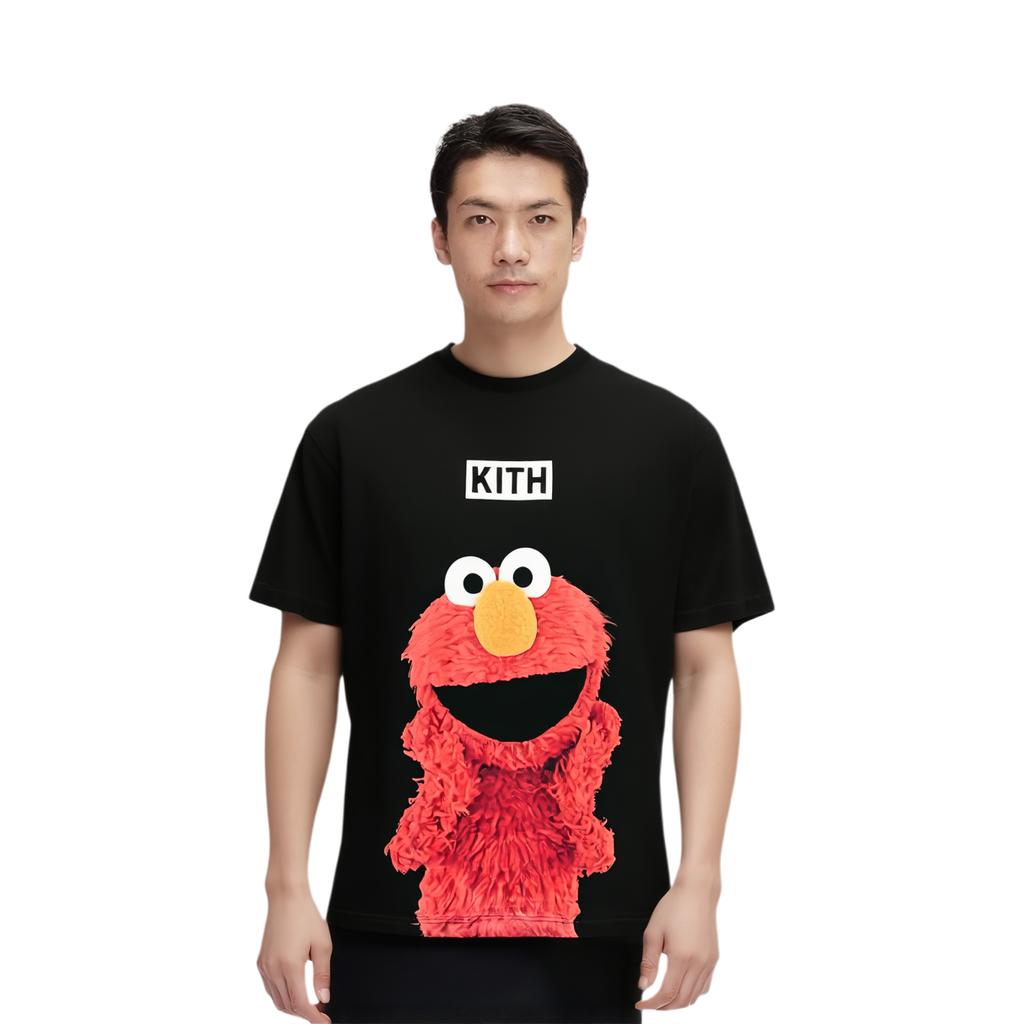 Kith x Sesame Street Elmo Tee Black Men Tops KHM033091-001