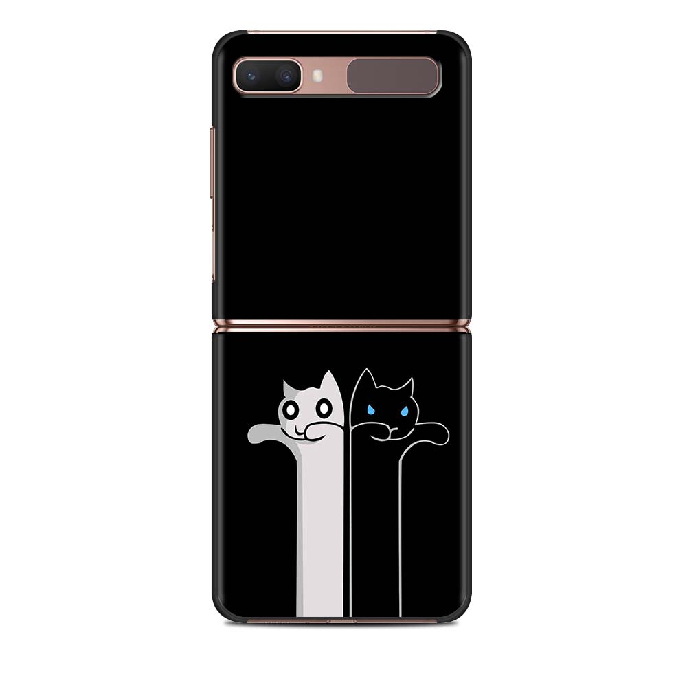 Lustige schwarze Katze, süße Luxus-Falthülle für Samsung Z Flip, Handyhülle für Galaxy Z Flip, Z Flip3 5G, Rückseite, Fundas