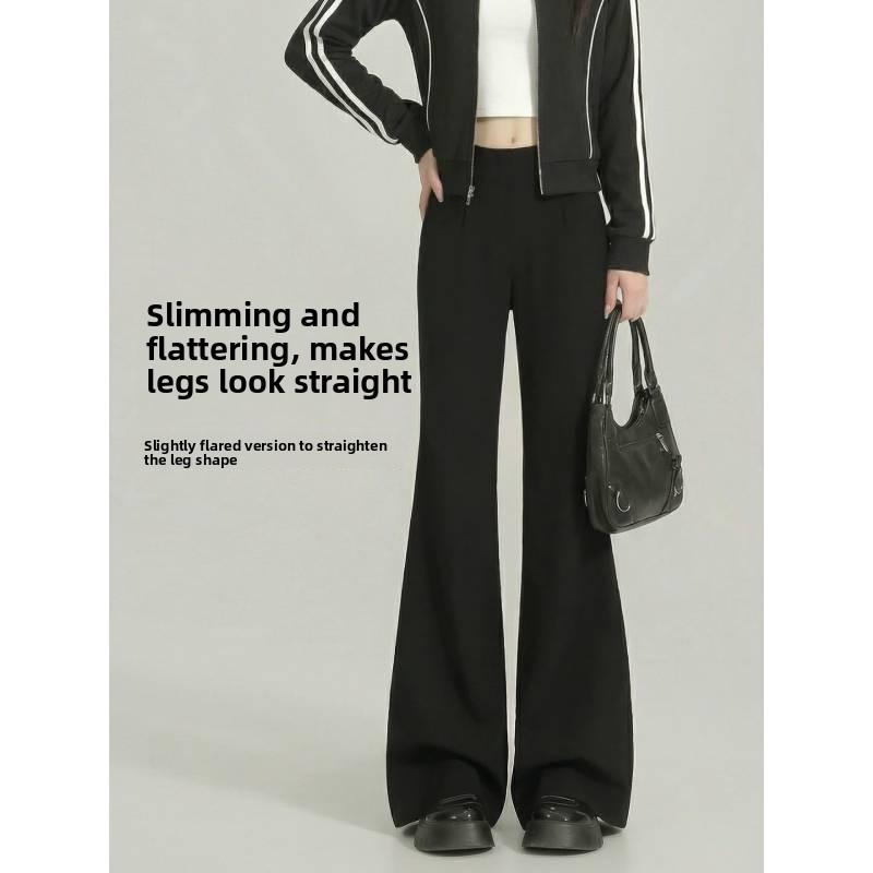 Micro Flared Pants For Women With Stretch Polyester And High Waist Design For Casual Spring Wear