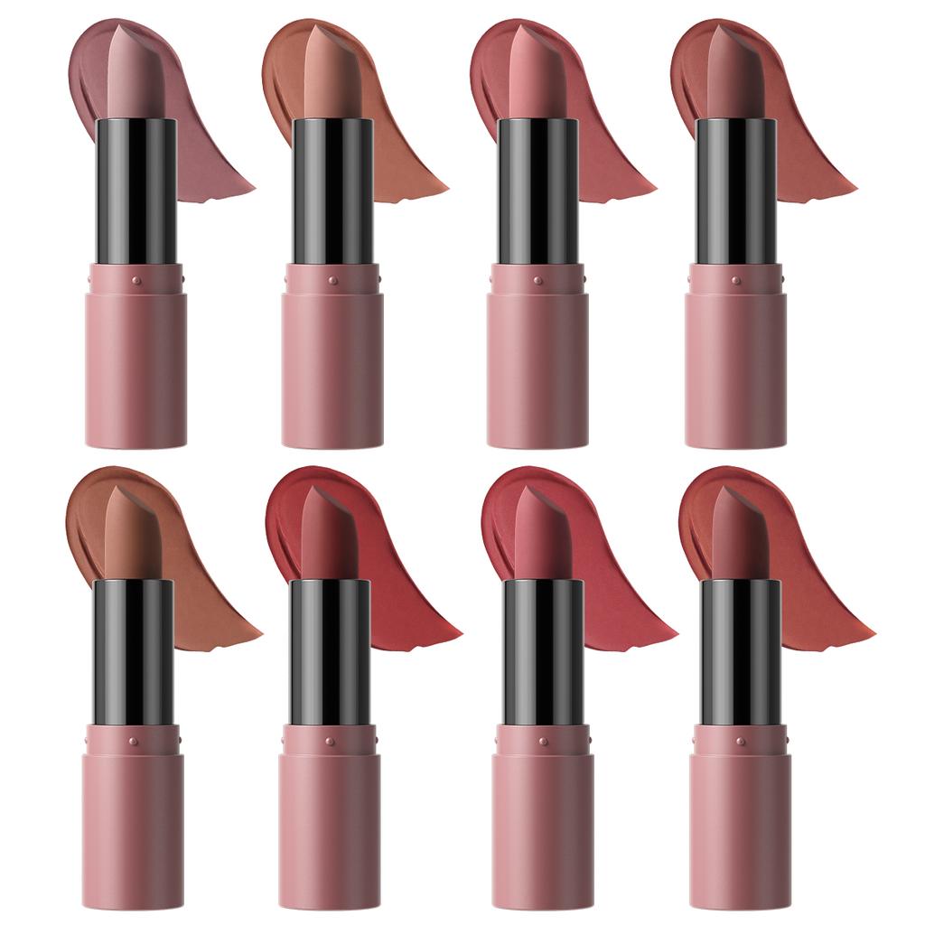Sexy Nude Matte Lipstick Multi-functional for Lips and Cheeks Long Lasting Waterproof Smudge-proof Dual-purpose Makeup for Women