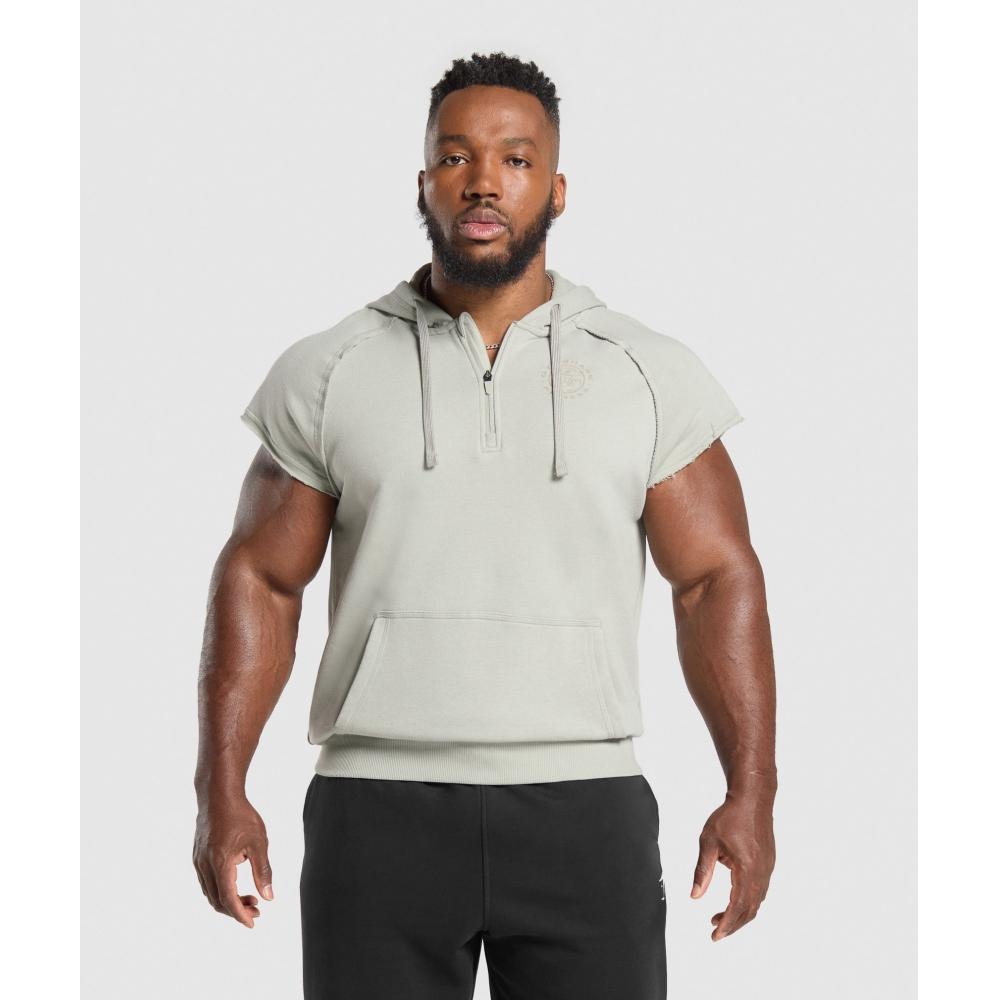 

Gymshark Legacy 1 4 Zip Cap Sleeve Hoodie Stone Grey A1b5l Gb7s 3XL