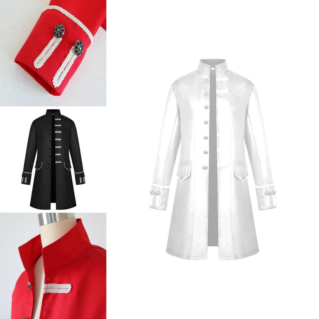 Renaissance Medieval Men Steampunk Jacket Gothic Retro Uniform Coat Windbreaker