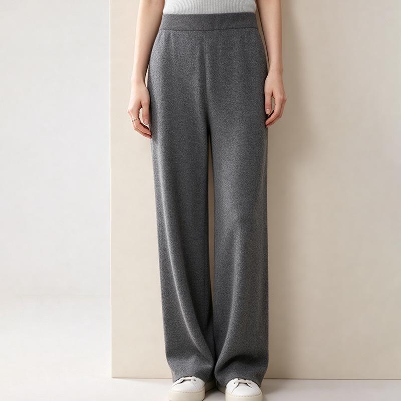 2026 Le Kasha Women's High-Waisted Wide-Leg Fine Wool Knit Pants - Autumn/Winter Collection