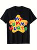 Mein Bauchschmerzen Grafik Unisex T-Shirt Roter Stern Druck Atmungsaktives Polyester Rundhals Oberteil Leichtes Tägliches Freizeit-T-Shirt Maschinenwaschbar Urlaubsgeschenk