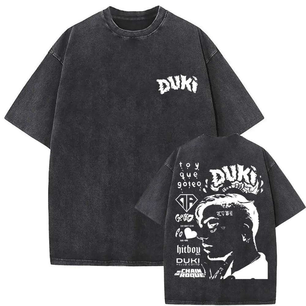 Washed Vintage Rapper Duki ADA Tour  T Shirt Mens Hip Hop Oversized Short Sleeve Tshirt Men Fashion High Quality Streetwear