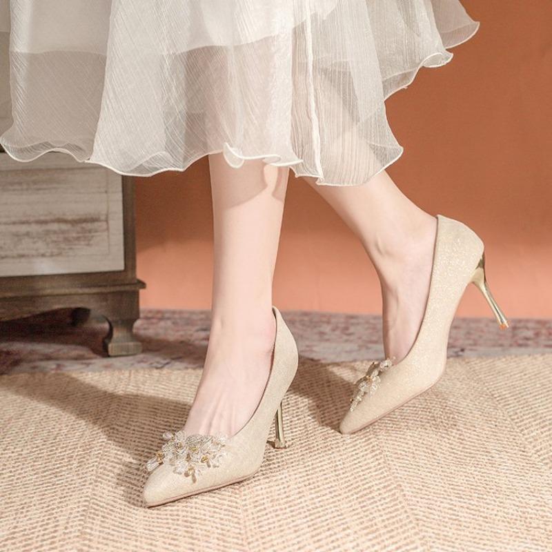 Fashion Women Wedding Shoes Lightweight Pointed Toe Party High Heels Shoes Spring Autumn Elegant Rhinestone Pumps Zapatos De Mujer